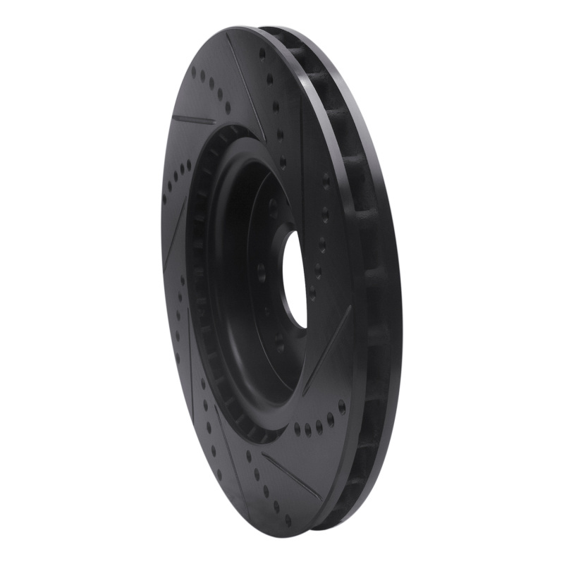 Cadillac STS Brake Rotor (1) - Front Left - R1 Concepts - Drilled & Slotted - Black - `04-`11